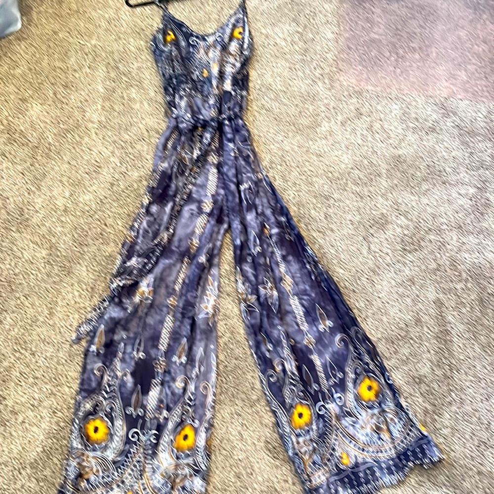 Long wide leg romper gorgeous fabric